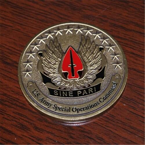 Free Shipping 20pcs/lot,U.S. Army Special Operations Command - Sine Pari - USASOC Challenge Coin