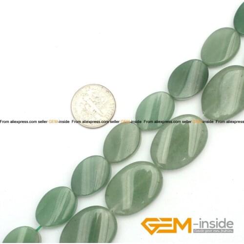 13x18mm & 18x25mm Flat Olivary Oval Twist Aventurine Jad Beads natural jad beads DIY loose beads for jewelry making Strand 15"