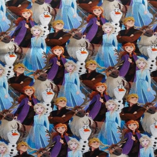 Disney Princess Anna Elsa Olaf Print 100% Cotton Fabric for Boy Clothes Hometextile Cushion Cover Backpack Needlework DIY