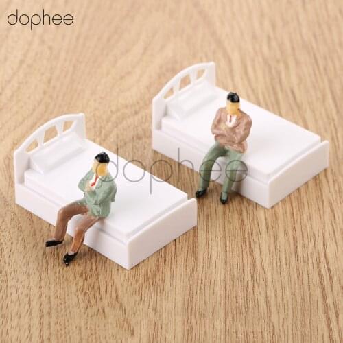 Dophee 10pcs 1:50 single model bed + 10pcs 1:50 multicolor Model People Miniature Sand Table Building Model