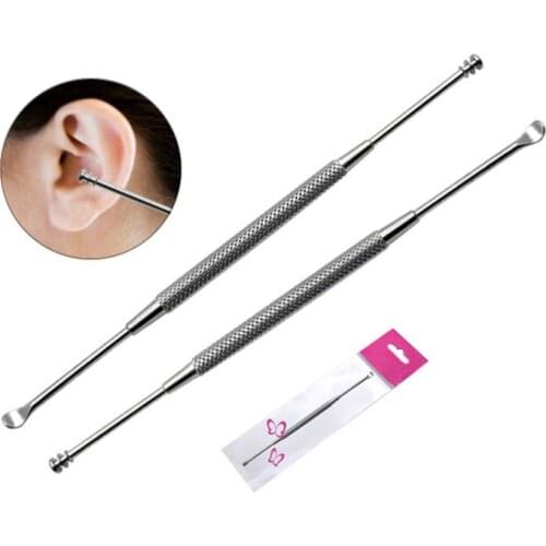 1Pc Double-Ended Stainless Steel Spiral Ear Pick Spoon Ear Wax Removal Cleaner Ear Tool Multi-Function Portable Ear Cleaner