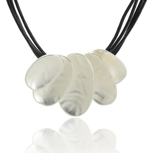 ELOYHI Women Necklace Geometric Top Quality Double Collar Leather Choker For Lady Punk Trendy Neckalce&Pendants Gift