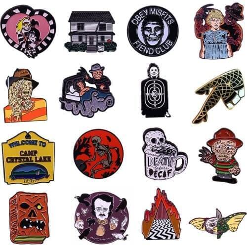 Halloween Gifts Enamel Pins Collect Funny Horror Movie Metal Cartoon Brooch Backpack Hat Bag Collar Lapel Badge Fashion Jewelry