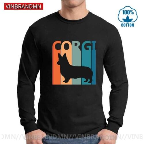 Vintage Corgi T shirt men Retro Corgi Dog Long T shirts women Cute animal print Tee shirt best gift for dog lover mens T-shirts
