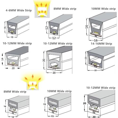 LED Tape Neon Flex Profile ,5V 12V 24V Progrmmable Strip Matte Diffuser.Flexible Recessed Linear Bar Light Waterproof Channel