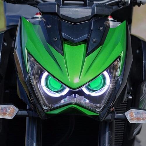 For Kawasaki Z800 Z250 Z300 13-16 HID Xenon Projector Conversion Headlight Assembly LED White Angel Green Demon Eyes Head Lamp