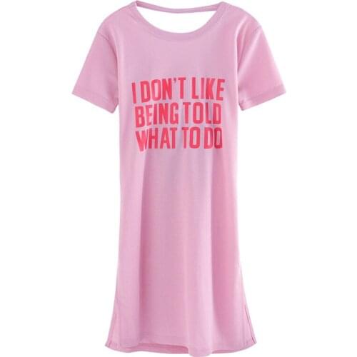 Girls Summer Clothes New Teenager Girls Casual Dress Korean Style Kids Girls Personality Backless Dresses Letter Printing, #8833