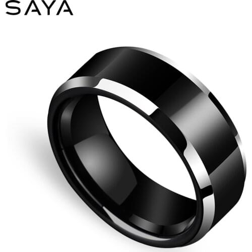 Men Rings, Black Tungsten Rings for Men Thumb Rings High Polished Comfort Fit, Free Shipping, Customized