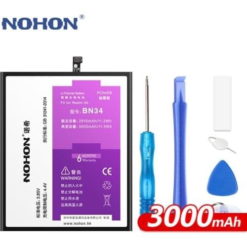 NOHON BN34 BN30 BN40 BM4A Battery For Xiaomi Redmi Pro 5A 4A 4 pro Replacement High Capacity Lithium Polymer Bateria Free Tools