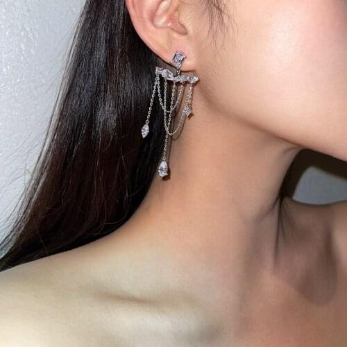 2021 New Long Tassel Earrings Japan Korea Style Luxury Fashion S925 Piercing Jewelry Womens Wedding Party Unusual Drop Earrings
