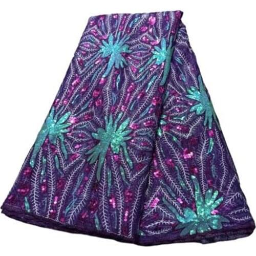 2021 Latest French Tulle Net Lace Fabric With Sequins High Quality African Sequins Lace Fabric For Wedding Party Sewing