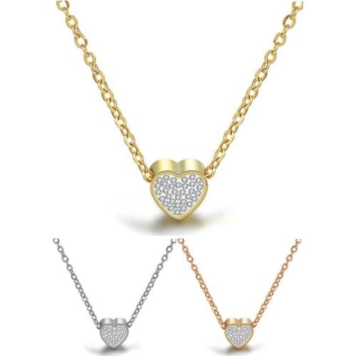 2021 New Fashion Jewelry female Crystal from Swarovskis 3 Colors Simple Love Titanium Steel Necklace Fit Women As Sweet Gifts