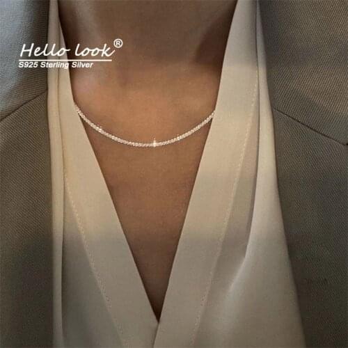 HelloLook 2021 New Hot 925 Sterling Silver Glitter Clavicle Chain Necklace Anniversary Gift Elegant Fashion Necklace