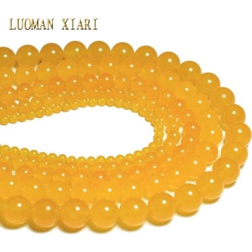 Wholesale Yellow White Stone Dyed Round Loose Stone Beads For Jewelry Making DIY Bracelet Necklace 4/6/8/10/12 mm Strand 15