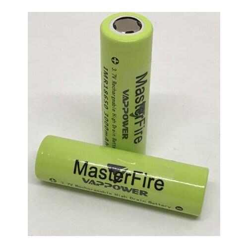 Original MasterFire IMR 18650 3000mAh 3.7V Rechargeable High Drain Battery 30A Pulse 50A discharge E-cigs Lithium Batteries