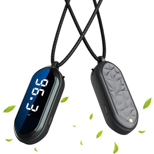 Portable Air Purifier, Wearable Necklace,Negative Ions Air Purifier with Digital Display Temperature Humidity for Home Travel