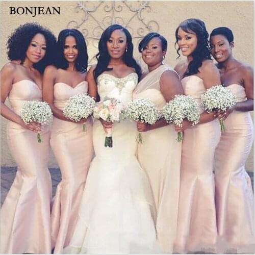 Satin Simple Mermaid Bridesmaid Dresses 2019 New Custom Made Maid of Honor Gowns South Africa Formal Wedding Guest Dresses