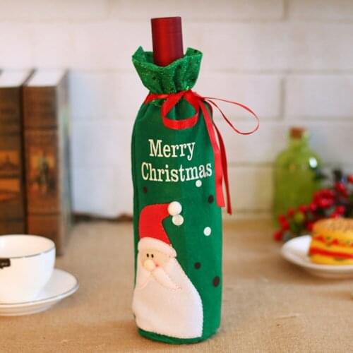 Christmas Wine Bottle Covers Bag Holiday Santa Claus Champagne Bottle Cover Red Merry Christmas Table Decorations For Home