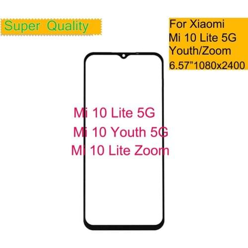 10Pcs/lot For Xiaomi Mi 10 Lite 5G Touch Screen Panel Front Outer Glass Lens For Xiaomi MI 10 Youth ZOOM LCD Glass Front