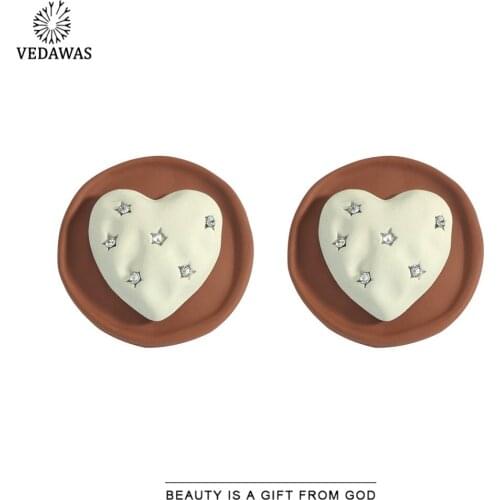 Vedawas Fashion Heart Earrings for Women Korean Romantic Acrylic Resin Cute Stud Earrings Date Jewelry Girlfriend Gift Wholesale