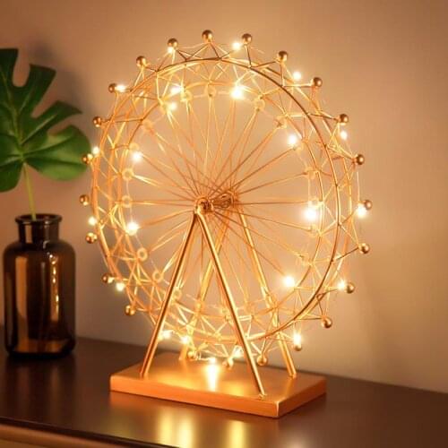 Nordic Ferris Wheel Metal Romantic Night Light Wedding Desktop Decoration for Living Room Hotel Bedroom Bar Decoration Home LED