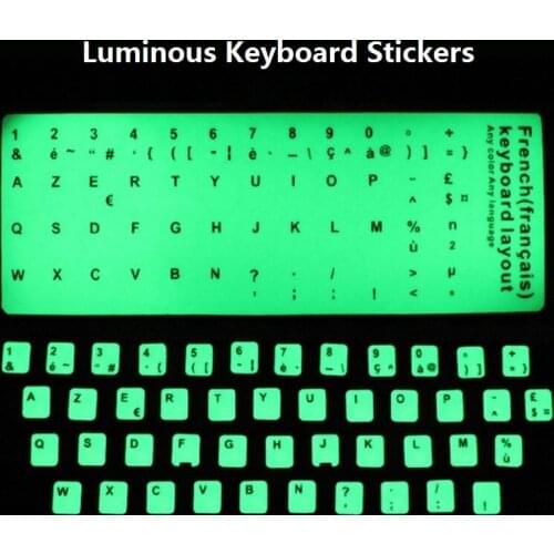 1Pcs Luminous Keyboard Stickers Ultrabright Fluorescent Sticker Letter Replacement Russian/English/Spanish/Deutsch/Arabic/Italia