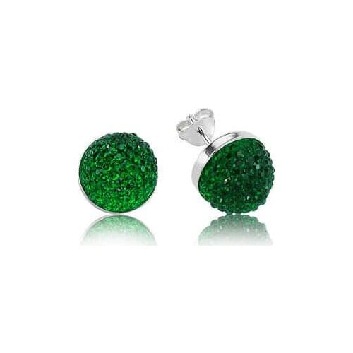 Tevuli 925 Sterling Silver Green Crystal Studded Earrings