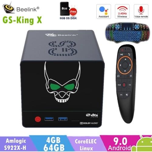 Beelink GS-King X Android 9.0 and Linux CoreELEC Tv Box Amlogic S922X-H 4GB 64GB Dolby DTS 5G Wifi 1000M BT4.1 4K HD Set Top Box