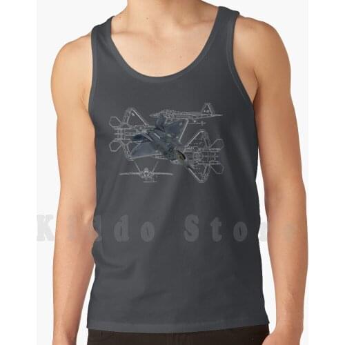 F-22 Blueprints 2.0 tank tops vest 100% Cotton Allies Airplane Pilot History Vintage Vector Airforce Dogfight Dogfights