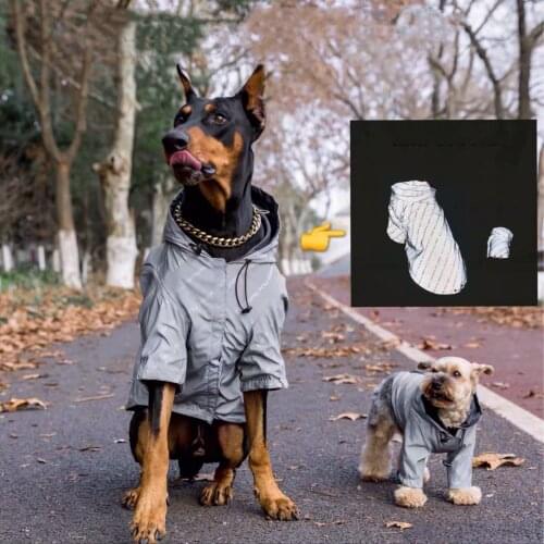 Dog Reflective Windbreaker Outdoor Jacket Windproof Clothes Pug Parent Child Outfit Pet Coat for Small Medium Large Dogs TLC05
