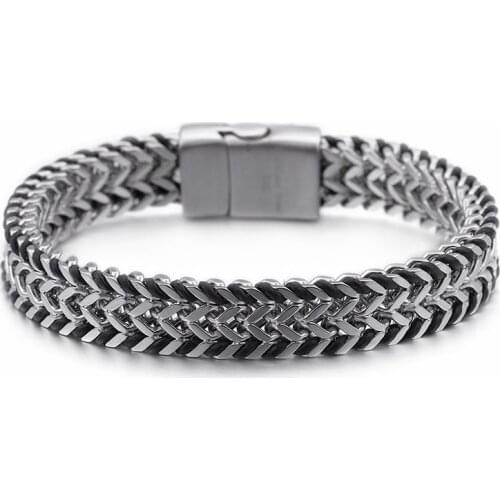 Jewels Korean Style 21.5cm Link Chain Bracelet Men Stainless Steel High Polished Mesh Chain Armband Jewelry Accessories For Man