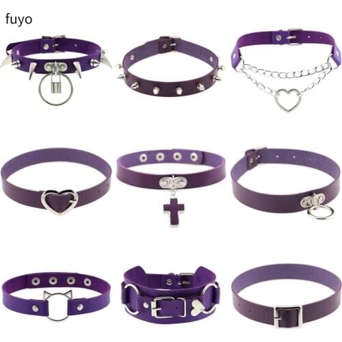 Punk PU Leather Cross Chain Round Spike Rivet goth Choker Necklace for women Body Party gothic stainless steel jewelry grunge