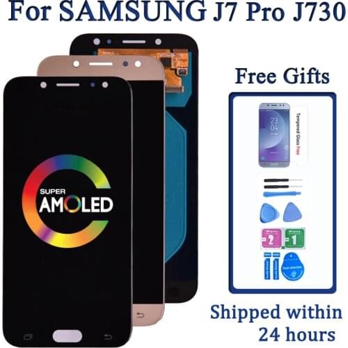 Super Amoled LCD For Samsung Galaxy J7 Pro 2017 J730 J730F LCD Display with Touch Screen Digitizer Assembly