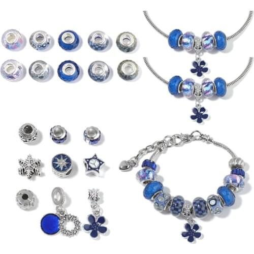 1 Set Resin Big Hole Beads for Bracelets Bead Craft Kit Set Gift Original Charm Bracelet Making Jewelry Making Kits Wholesal