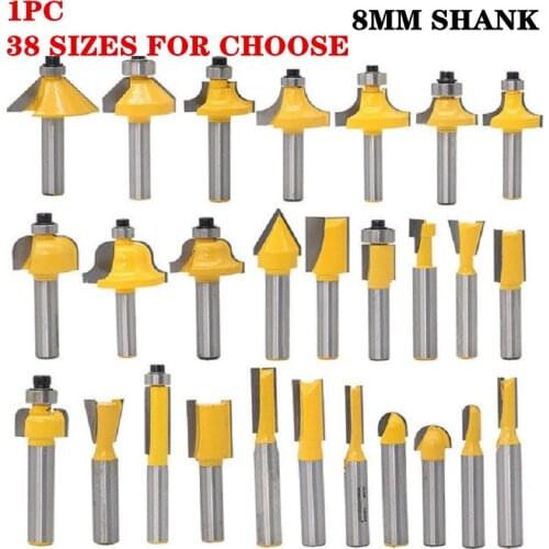 1PC 8mm Shank Wood Straight Router End Mill Trimmer Cleaning Flush Trim Corner Round Cove Box Bits Milling Cutter Tools
