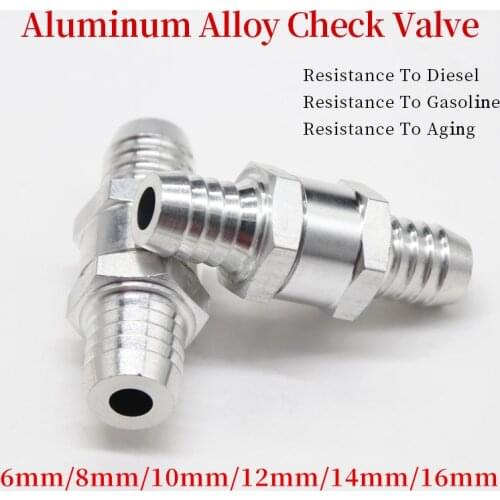 1pcs One Way 6/8/10/12/14/16mm Valves Aluminium Alloy Fuel Non Return Check Valve One Way Fit Carburettor