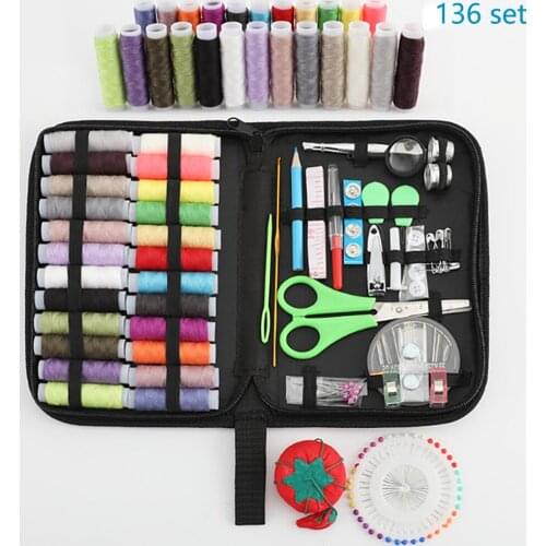 136 ItemsPortable Sewing Kit DIY Multifunctional Box Set Accessories Suit Handmade Quilted Embroidery Thread Home Travele
