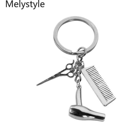 2019 scissors keychain cute key ring for women comb hair-dryer key chain key holder creative portachiavi chaveiro llaveros bag c