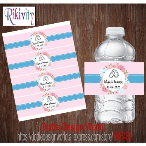 20 Pcs Custom Ring Wedding Water Bottle Wine Labels WaterProof Candy Bar Wrapper Sticker Birthday Party Baby Shower Decoration