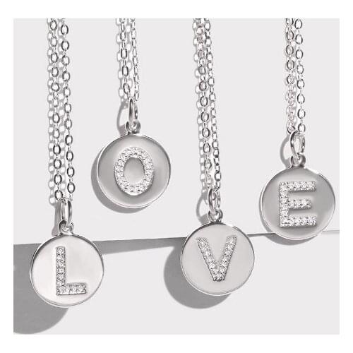 Last name letter A-Z multicolor micro pave cz zircon cubic zirconia necklace copper Clavicle gold plated Snake Chain Pendant jg3