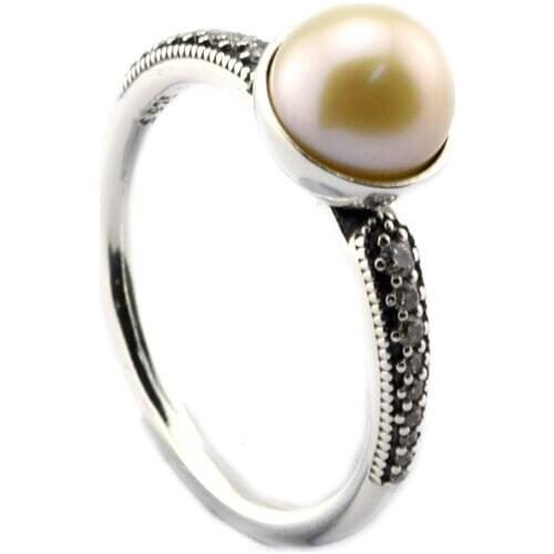 Elegant Beauty White Pearl Rings for Women 925 Sterling Silver Jewelry Clear CZ Women Rings Fashion Crystal Girl Ring Pave Stone