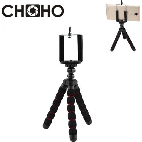 Flexible Tripod light Stand Portable Sponge Octopus Self Stick Stand + Phone Holder Tripode For Cellphone Camera Canon Nikon