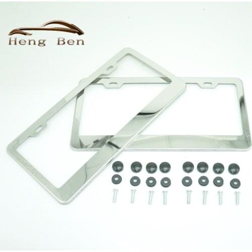 HB 2pcs Stainless Steel License Plate Frames Tag Covers Holder For Vehicles USA Canada Standard Car Styling License Plate Frame