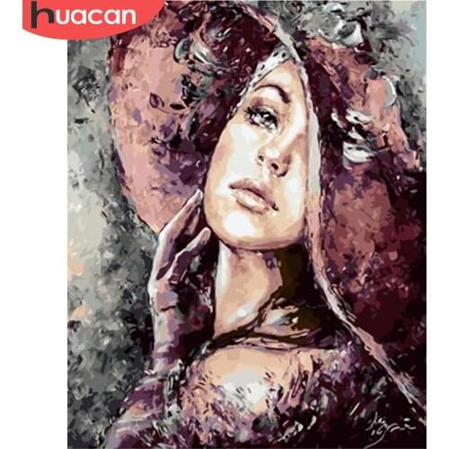 HUACAN DIY Pictures By Number Girl Kits Drawing On Canvas Painting By Numbers Portrait Hand Painted Paintings Gift Home Decor