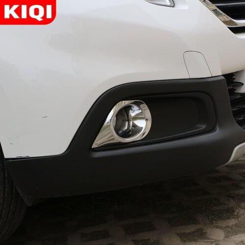 KIQI 2Pcs/Set ABS Chrome Front Fog Lights Cover Fog Lamp Frame Sequins Trim Decoration for Peugeot 2008 2014-2019 Accessories