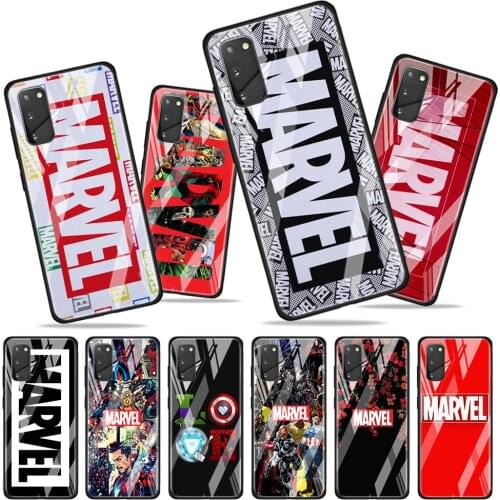 Marvel logo cool for Samsung Galaxy S20 FE Ultra Note 20 S10 Lite S9 S8 Plus Luxury Tempered Glass Phone Case Cover