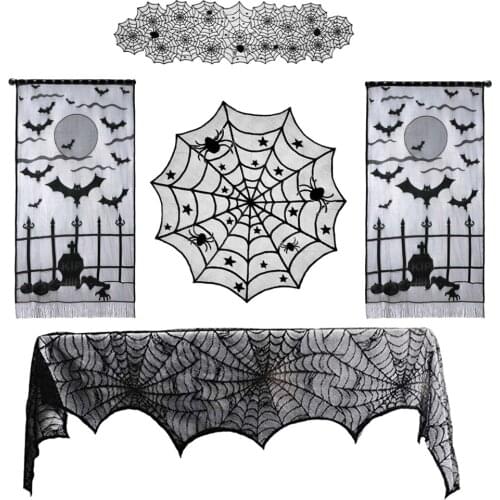 Halloween Lace Table Cloth Black Table Cover Dining Table Set Decorating Manteles De Mesa Rectangular