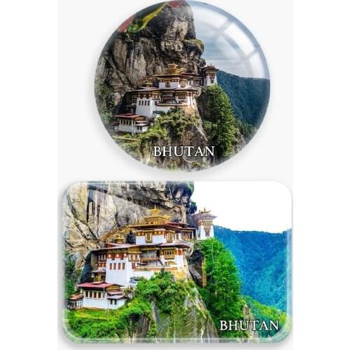 Taktshang Goemba Bhutan Fridge Magnet World Travel Souvenir glass Refrigerator Magnetic Stickers Home Decor Tourist gift