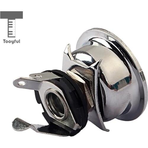 Tooyful 1/4inch Copper Electric Guitar Mono Output Jack Plate for Telecaster Tele TL Cigar Box Guitar Chrome Accessories