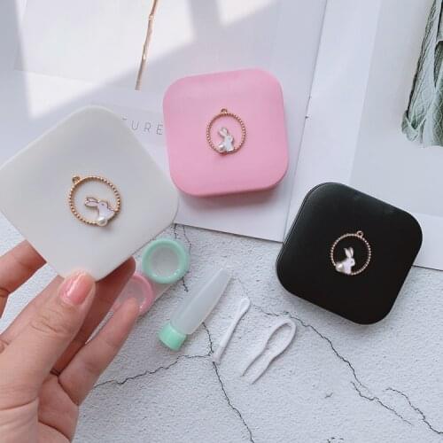 Lovely Rabbits Contact Lens Case For Women Contact lens box Lens Container Holder Case Lovely Travel Pocket
